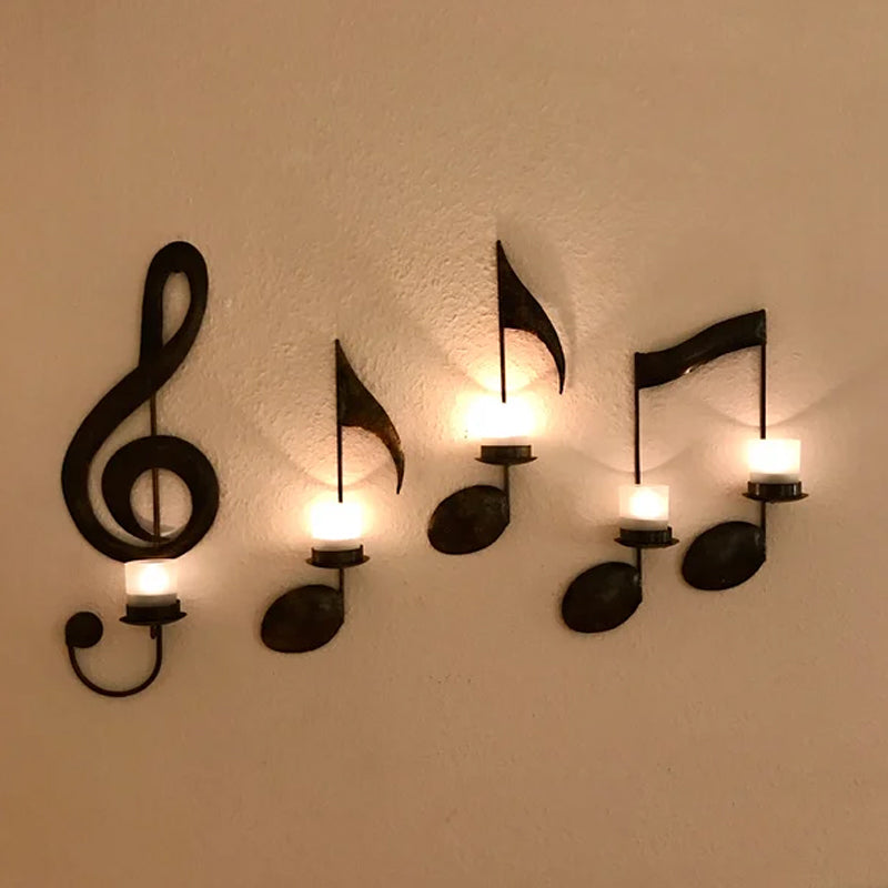 Applique Murale Écho Musical Noir – Luminaire élégant en métal pour le salon ou la chambre à coucher