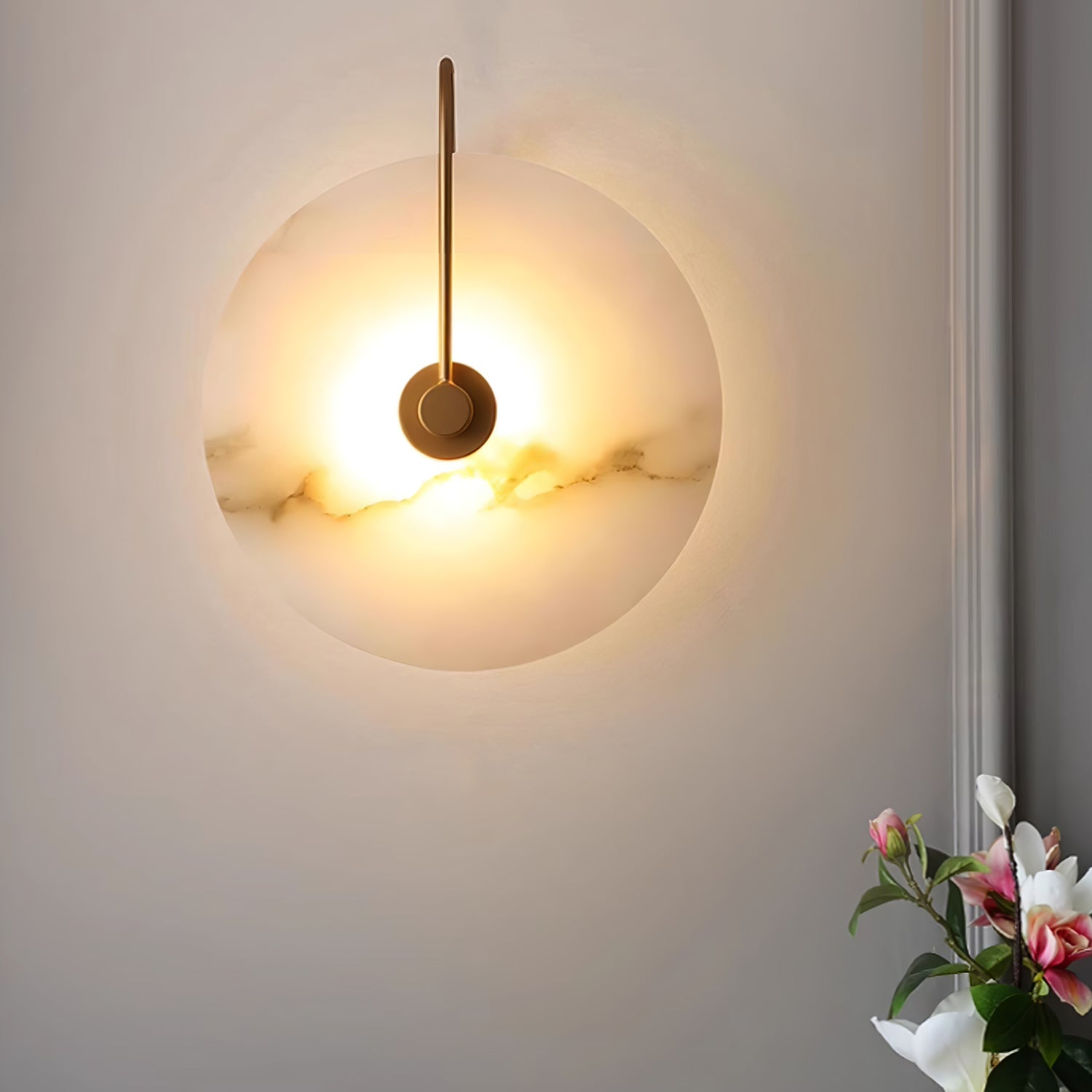 Applique Murale Élégante en Albâtre – Lumière douce et moderne pour le couloir ou la chambre à coucher