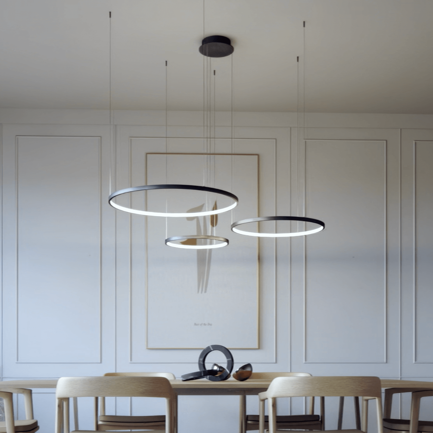 Anneau Lumineux – Suspension LED élégante avec télécommande pour la salle à manger ou le salon