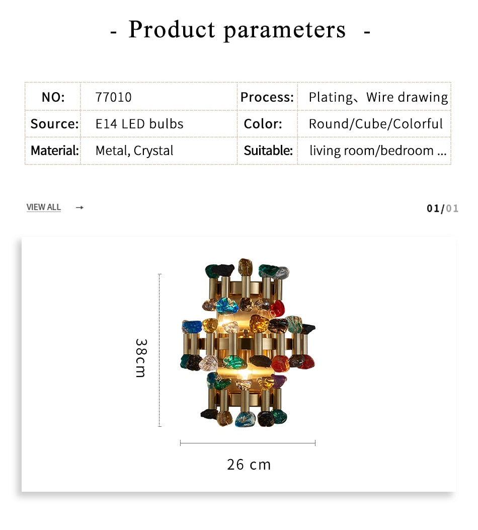 Applique Cristal Éclatant et Coloré – Applique murale en verre pour une ambiance élégante et chaleureuse