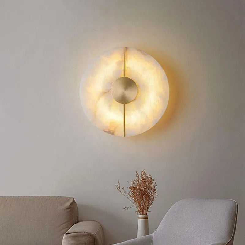 Applique Murale en Marbre Éclatant – Luminaire élégant au design contemporain pour le salon ou la chambre